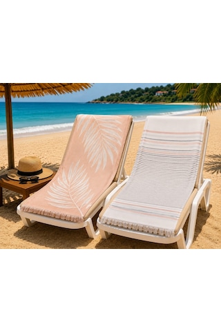 Özdilek-summer Leaf & Stripe Tarçın-2li Set Peştemal Plaj Havlusu