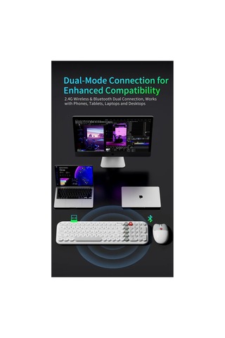 Mofıı Mk001 Aı Kablosuz Klavye Mouse Seti 2.4g + Bluetooth Çift Modlu 85 Tuş Optik