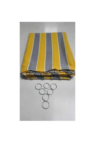 Denge Perde 4144 Demir Halkalı Balkon Perdesi 1.sınıf Gabardin Kumaş Sarı Gri Sarı Gri 500 X 220 Diğer