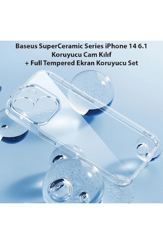 Baseus Superceramic Series İphone 14 Plus 6.7 Koruyucu Cam Kılıf+full Tempered Ekran Koruyucu Set- 5775