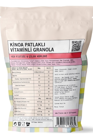 Fropie Kids Yer Fıstığı & Çilek Küpleri Granola 240 G