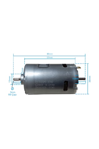 Mabuchi Rs-555pc-3742 Dc 3-24v 12000rpm Çap 36mm Uzunluk 85mm Çift Milli Yüksek Hızlı Dc Motor