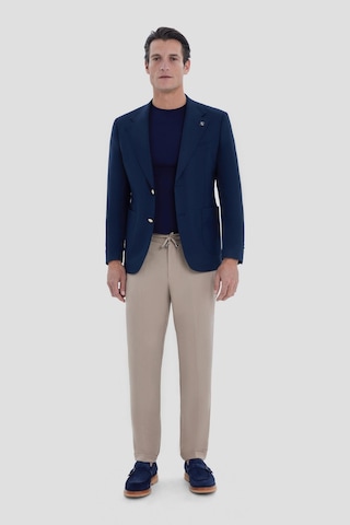 Erkek Lacivert Dar Kesim Slim Fit Viskon Çift Yırtmaçlı Torba Cep Tam Astarlı Mono Yaka 6 Drop Casual Ceket