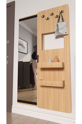 Gizli Boy Aynası, Dekoratif Vestiyer, Modern Askılık, Sürgülü... Çam
