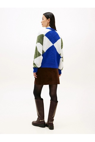 Tommy Hilfiger Alpaca Blend Argyle C-nk Ls Swt Kadın Mavi Kazak - Ww0ww47464 Mavi