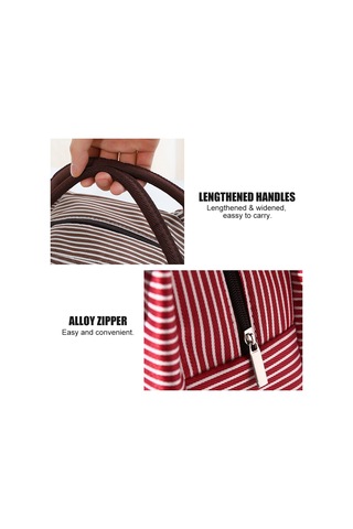 Skycity Pembe Çizgili Isı Yalıtımlı Öğle Yemeği Çantası - Oxford Kumaş + Alüminyum Folyo, 23x16x15 Cm, Hafif Taşınabilir, Büyük Kapasite Çok Renkli