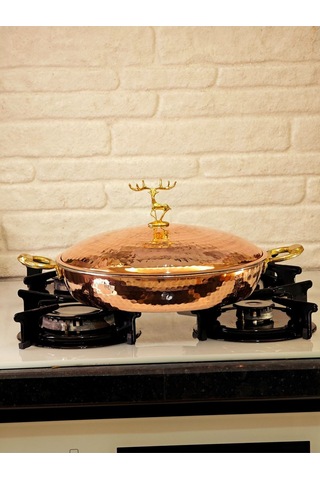 Modabakır Bakır Kapaklı Tava 24 Cm Model:556589e Bakır