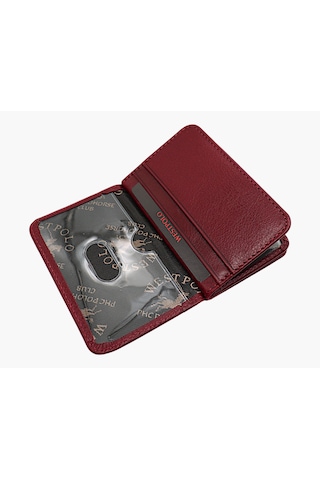 Westpolo Hakiki Deri Bol Kart Bölmeli Unisex Kartlık - Bordo Bordo