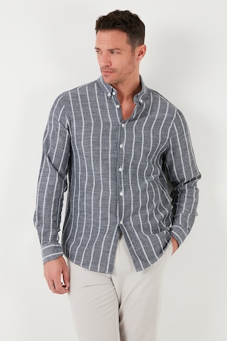 Buratti Pamuklu Çizgili Regular Fit Düğmeli Yaka Erkek Gömlek Cf21S112480 Siyah-Beyaz