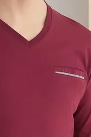 Polat 1626 Elitepoint Erkek Büyük Beden Uzun Kollu V Yaka Pijama Takımı-vişne Vişne