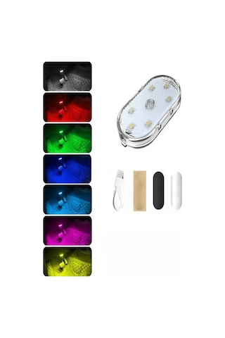 Araç Ve Dolap İçi Rgb Işık Şarjlı Dokunmatik Led Lamba Işık