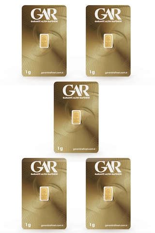 Garanti Gold 1 gr Gram Külçe Altın 5 Adet