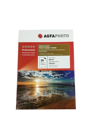 Özel Üretim Belge Ofis Kırtasiye Agfaphoto Fotoğraf Kağıdı 270gr 20'li A4 Inkjet Kağıt Parlak