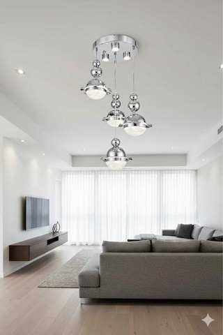Bohem Aydınlatma Krom 3+1 Şapkalı Sarkıt 3 Renk Led Ayarlanabilir Başlıklı Modern Avize Krom