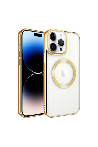 Apple iPhone Uyumlu 14 Pro Max Magsafe Wireless Şarj Özellikli Mrn Setro Silikon gold