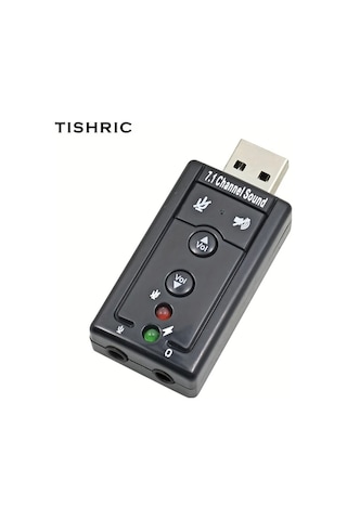 Globalbloom Siyah Tıshrıc Usb 7.1 Ses Kartı 3d Efekt Mikrofon Ses Kontrolü