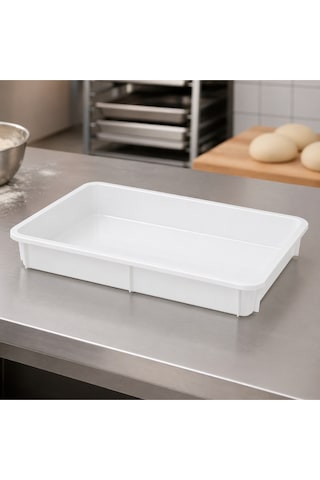 40x30 Cm Kapaksız Profesyonel Pizza Hamur Tepsisi 10 Cm Yükseklik Pp Gıda Uyumlu Hamur Teknesi Beyaz