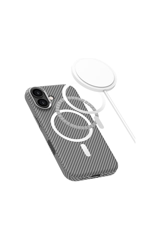 Buff Apple Uyumlu iPhone 17 Magsafe Kevlook Kılıf Gri