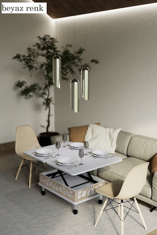 Lisa Desenli Akıllı Sehpa Tekerli Çekmeceli, Sihirli Sehpa