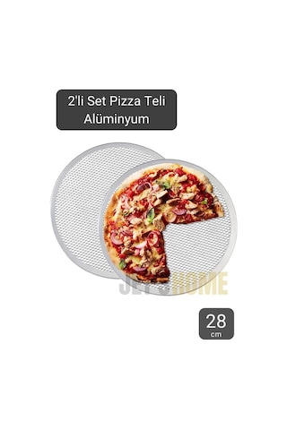 2li Set Pizza Tepsisi Alüminyum Pizza Teli Lahmacun Tepsisi 33 Cm Gri