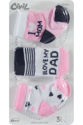 Civil Baby Kız Bebek 3'lü Çorap Set Yenidoğan Pembe D3c49191723n1 Pembe