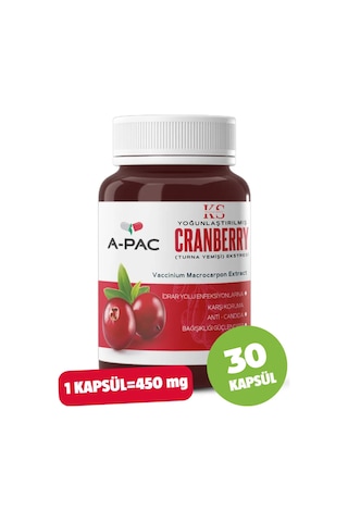 Kızılcık Sepeti A-pac Cranberry Turna Yemişi Kızılcık Eki 30 Kapsül