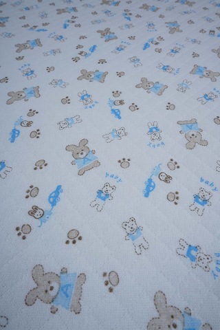 Yeni Doğan Bebek Penye Pamuk Kapitone Battaniye Mavi