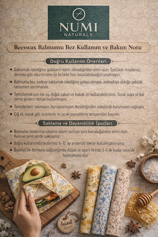 Balmumu Gıda Saklama Bezleri Premium 3 Lü Set 30 30 Cm - Heirloom Garden Serisi Çok Renkli