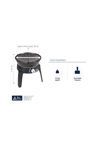 Aygaz Safari Chef 30 Lp Barbekü - Tüplü Gümüş - Siyah