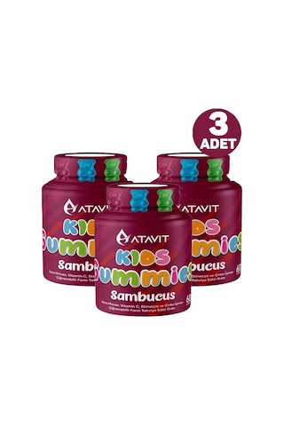 Atavit Kids Sambucus 60 Gummies 3 Adet