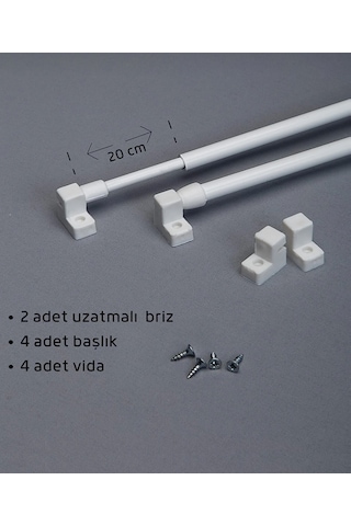 30 -50 cm Briz Çubuğu Ayarlanabilir 2 Adet Alüminyum Perde Borusu