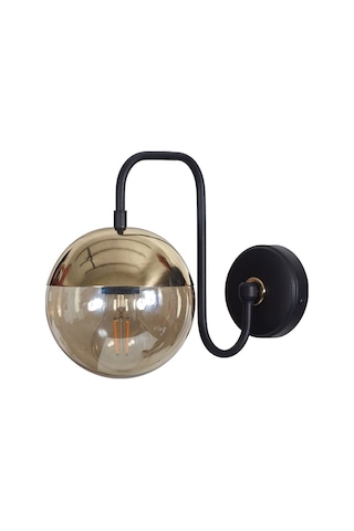 Luzarana Siesta Gold-siyah Metal Gövde Bal Rengi Camlı Tasarım Aplik Sarı