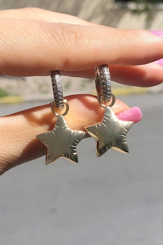Niki Aksesuar Zirkon Taşlı Balon Yıldız Küpe Gold