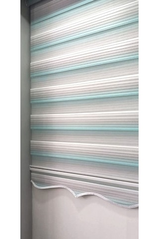 Turkuaz Pliseli Zebra Stor Perde Etek Dilimli