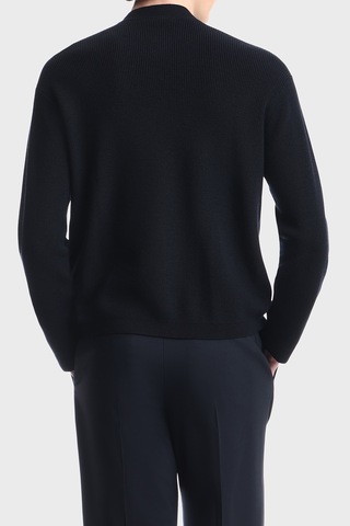 Emporio Armani Yün Ve Pamuk Karışımlı Bisiklet Yaka Düğmeli Hırka Erkek Hırka Em006289 Af27812 Ub118 Lacivert