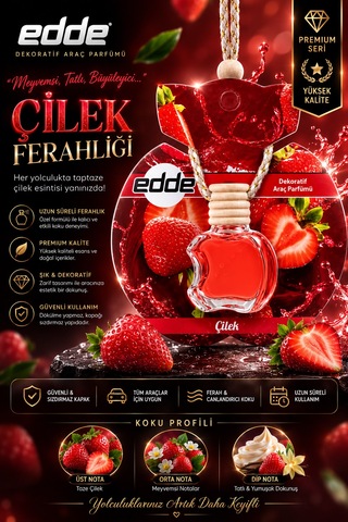 Edde Çilek Kokulu Askılı Apple Araba Araç Oto Kokusu Dikiz Aynası Kokusu 001