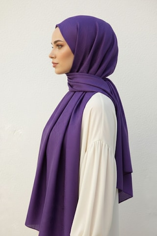 Mizalle & Yaqa Filigran Desenli Jakarlı Mor Şal Mor
