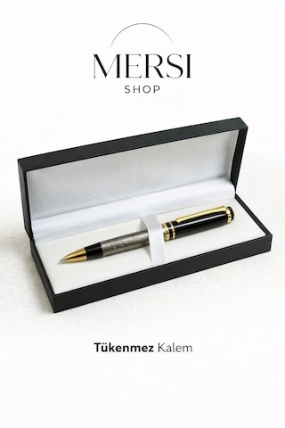 Atatürk Baskılı Özel Kutulu Tükenmez Kalem 14 Cm Hediyelik Açık Gri