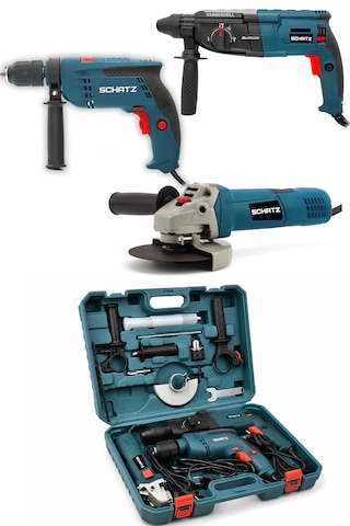 Schatz Profesyonel Elektrikli 3'lü Set Matkap,taşlama,kırıcı Delici Hilti