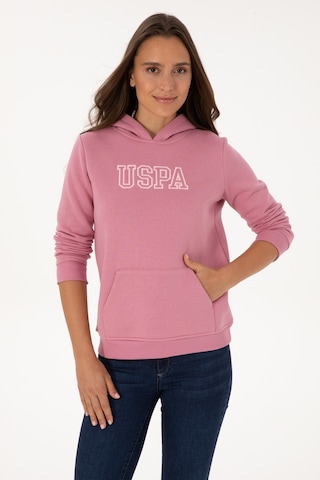 U.S. Polo Assn. Kadın Koyu Pembe Şardonlu Kapüşonlu Basic Sweatshirt 50313566-VR167