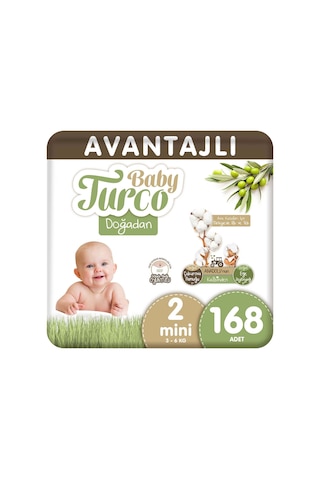 Baby Turco Doğadan Bebek Bezi 2 Numara Mini Avantajlı 168 Adet