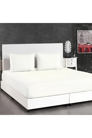 Çift Kişilik Lastikli Otel Tipi Pamuk Saten Çizgili Çarşaf Takımı Orkide Home Collection Çizgili