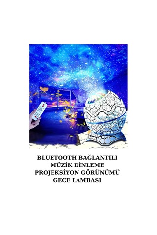 Dinozor Yumurtası Gece Masa Lambası Bluetooth Hoparlör 14 Renk Seçeneği Açık Lacivert