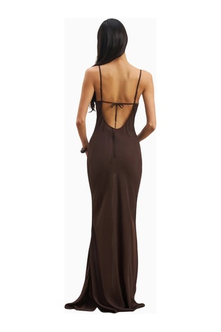 United Colors Of Benetton Because Of Alice Ruched Chiffon Maxi Dress Kadın Elbise Kahverengi
