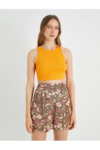 Koton Basic Crop Atlet Halter Yaka Pamuklu Turuncu 2sak10413ek Turuncu