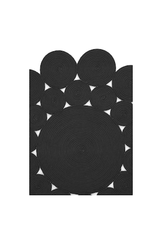 Cool Halı Luke 508 Siyah Yuvarlak Halı Bohem Örgü Hasır Kilim Dekoratif Mutfak Balkon Banyo Halısı