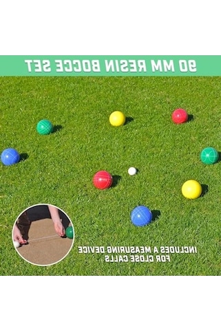 90 Mm Boccia Seti - 8 Küre Ve Taşıma Çantası Beyaz - Gri
