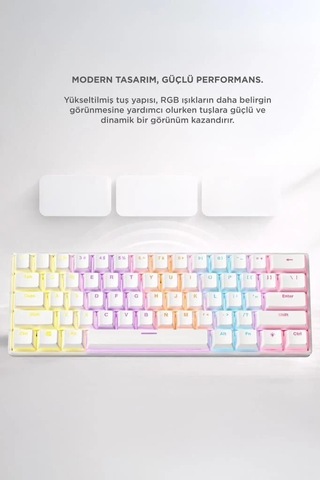 Tuş Takımı Masa Düzeni Çalışma Alanı Kablolu Klavye Rgb Işıklı Mekanik Q Klavye Tk04 Beyaz