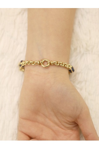 14 Ayar Altın Mavi Gözlü Nazarlı Doç Bileklik Altın