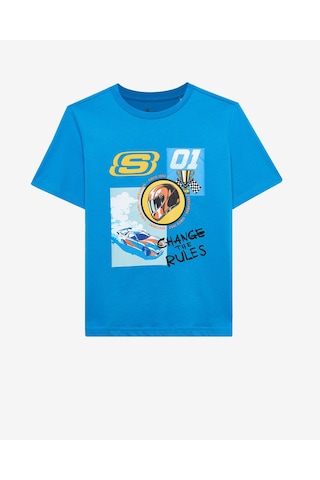 Skechers B Regular Fit Graphic Tee T-shirt Büyük Erkek Çocuk Mavi Tshirt Sk2510113-315 Mavi